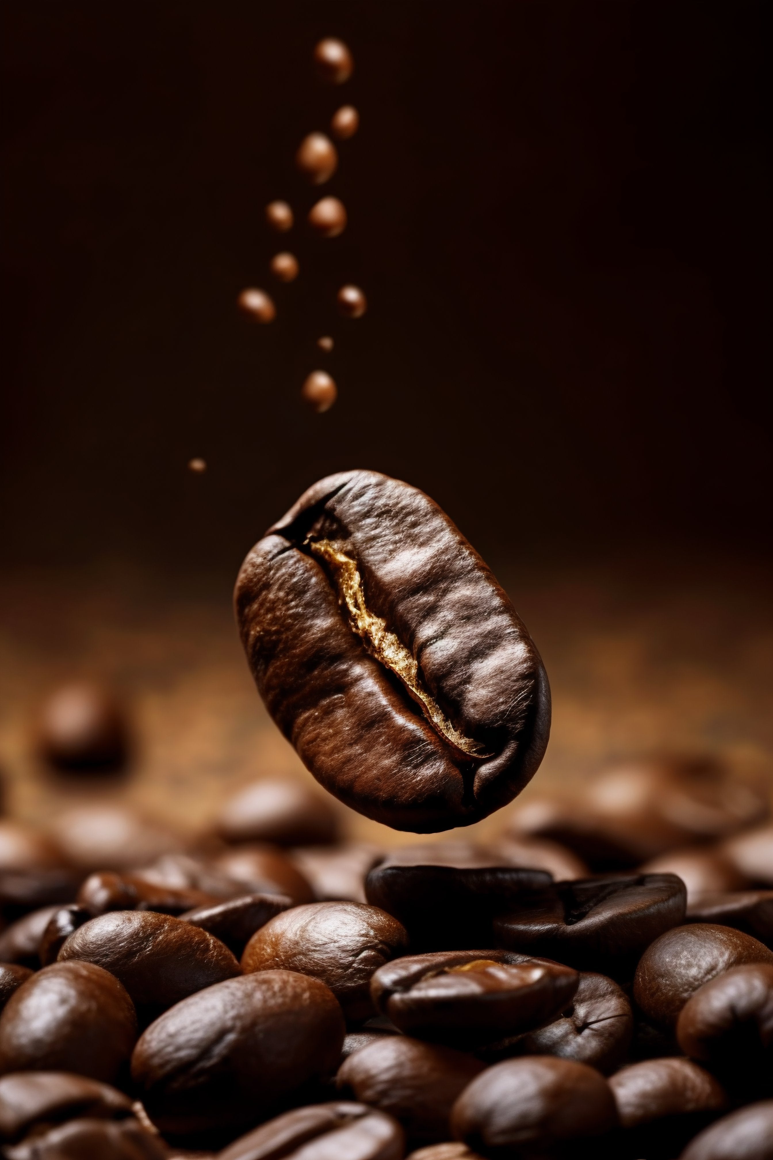 dark roasted polished coffee beans