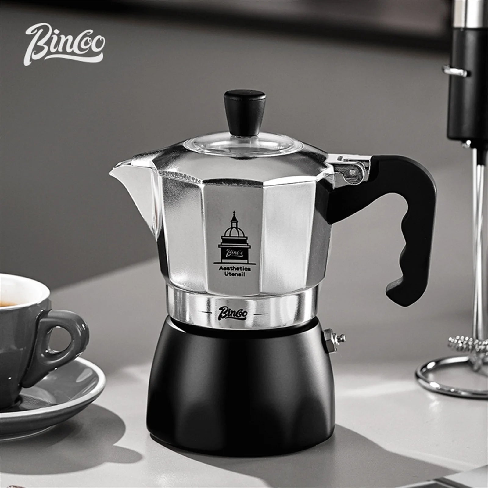 2 cup travel coffee maker 200ml Dual Valve Aluminum Moka Pot