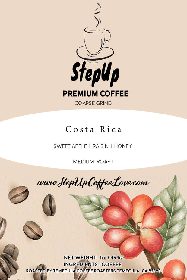 Costa Rican , SHB/EP. Med-Light, Whole Bean, Standard, Espresso 12oz-2 lb. Coffee - StepUp Coffee