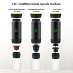 3-in-1 multifunctional capsule coffee machine, compatible with large and small capsules, as well as coffee powder for versatile brewing.