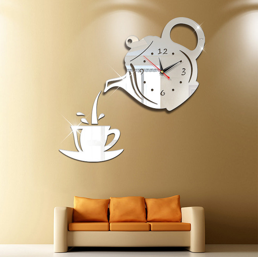 Coffee Themed Wall Clock with coffee cups and beans design