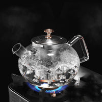 Clear borosilicate glass teapot with non-drip spout