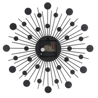 a clock with many black dots on it