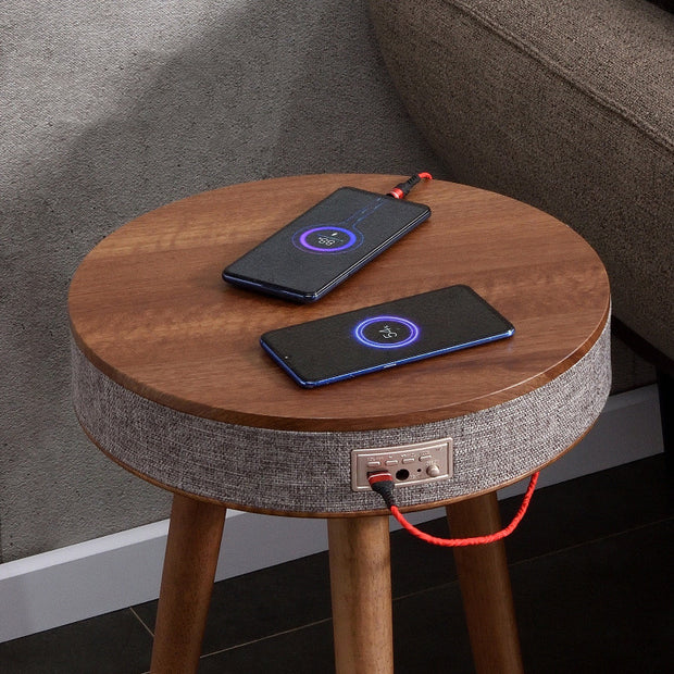 Bluetooth Speaker Small Coffee Table with Wireless Charging | Modern Creative Round Table