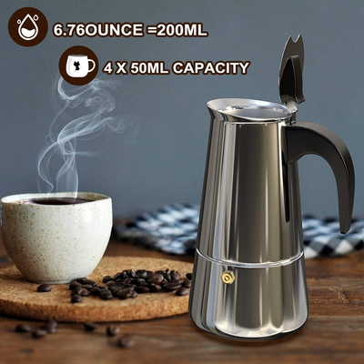 Italian Hand-Pushed Stainless Steel Household Italian Mocha Coffee Pot 0 - StepUp Coffee