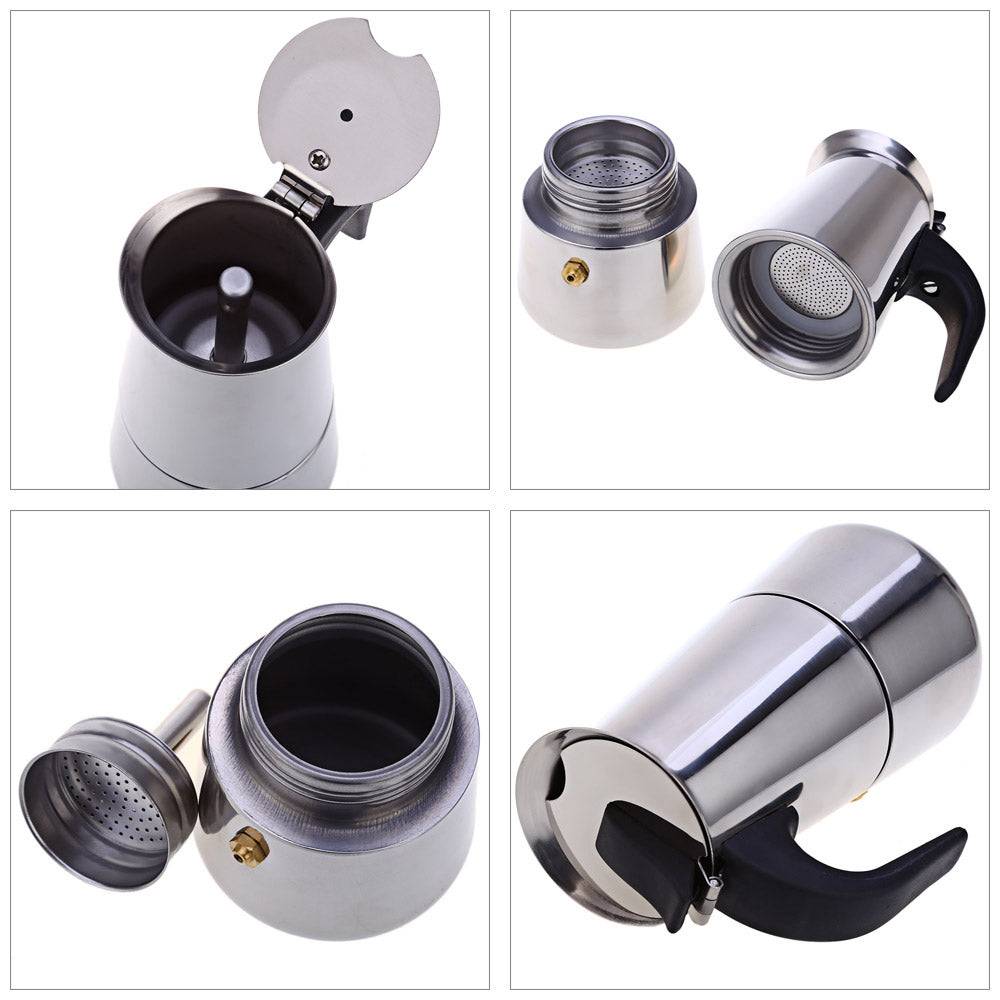 Italian Hand-Pushed Stainless Steel Household Italian Mocha Coffee Pot 0 - StepUp Coffee