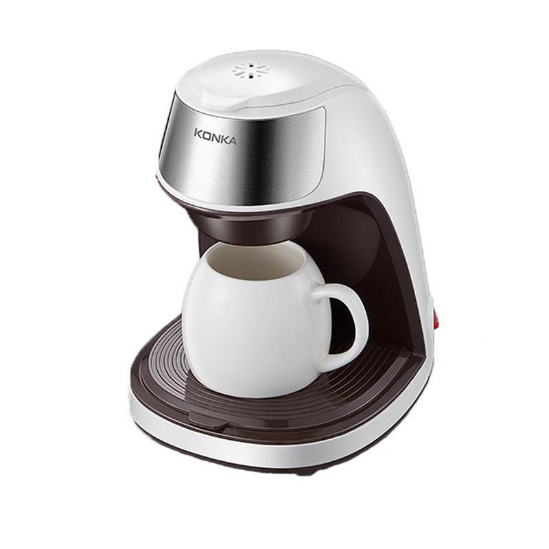 Fully automated coffee maker with a sleek white and silver design, featuring a free ceramic cup. Ideal for home and office use with anti-dry safety protection.