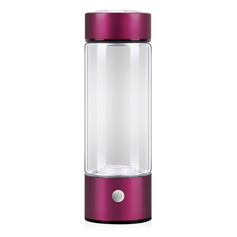 Purple electric hydrogen water bottle with a stylish design. Rechargeable and portable, perfect for producing hydrogen-rich water anywhere.