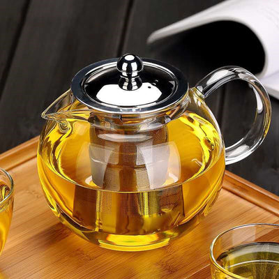 Heat Resistant Thickened Flower Glass Teapot with tea