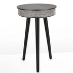 Black Bluetooth speaker coffee table with wireless charging, featuring a sleek modern design. Ideal for contemporary home and office spaces.