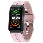 Pink Blood Glucose Monitoring Bracelet with real-time health tracking, including heart rate, sleep, and glucose levels. Stylish and non-invasive.