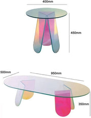 Acrylic Rainbow Color Coffee Table – Iridescent Round Modern Accent Table