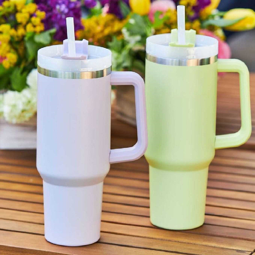 Thermal Mug 40oz Straw Coffee Insulation Cup With Handle BPA Free