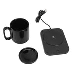 Smart Mug Warmer with 3-gear control, USB-powered heating coaster in black, designed for milk cup insulation and coffee warming.