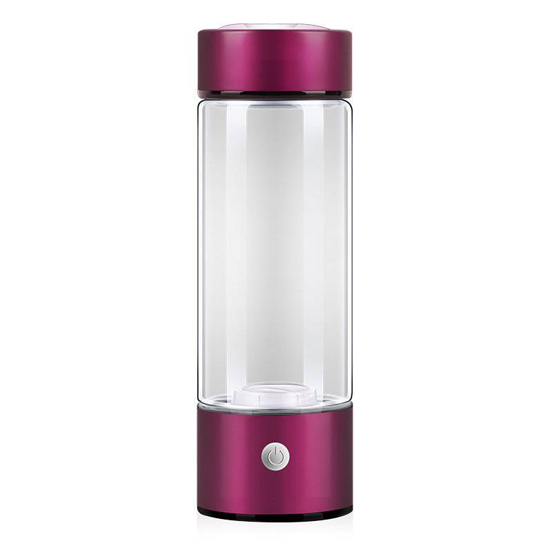 Purple hydrogen water bottle with an electric function. Rechargeable and portable, ideal for antioxidant-rich hydration at home or on the go.