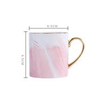 Pink Elegant Ceramic Mug with Marble Design and Gold Handle