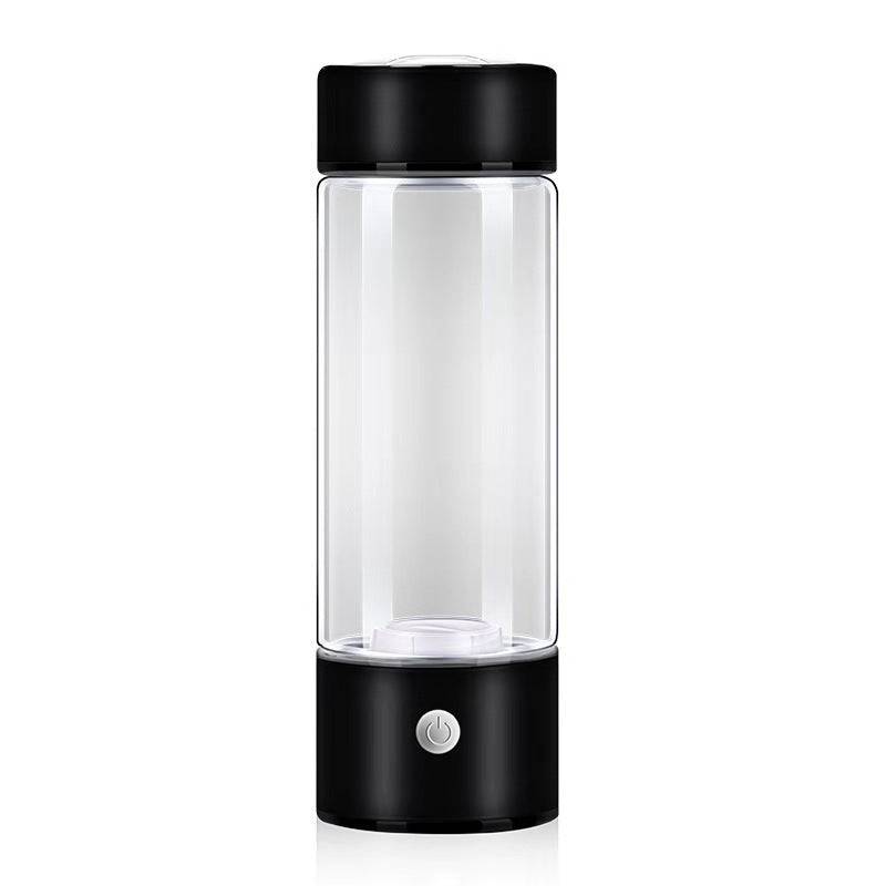 Black electric hydrogen water bottle with a sleek design. Rechargeable and portable, perfect for producing hydrogen-rich water for daily use.
