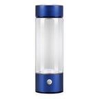 Blue electric hydrogen water bottle with a stylish design. Rechargeable and portable, perfect for producing hydrogen-rich water anywhere.