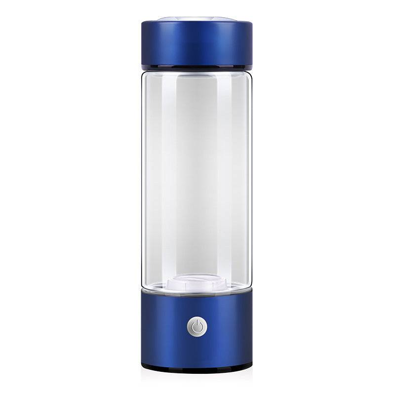 Blue electric hydrogen water bottle with a stylish design. Rechargeable and portable, perfect for producing hydrogen-rich water anywhere.