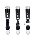 Portable espresso coffee machine with automatic capsule operation, black design, and detachable components. Features a pump pressure system and 0.5L water tank.