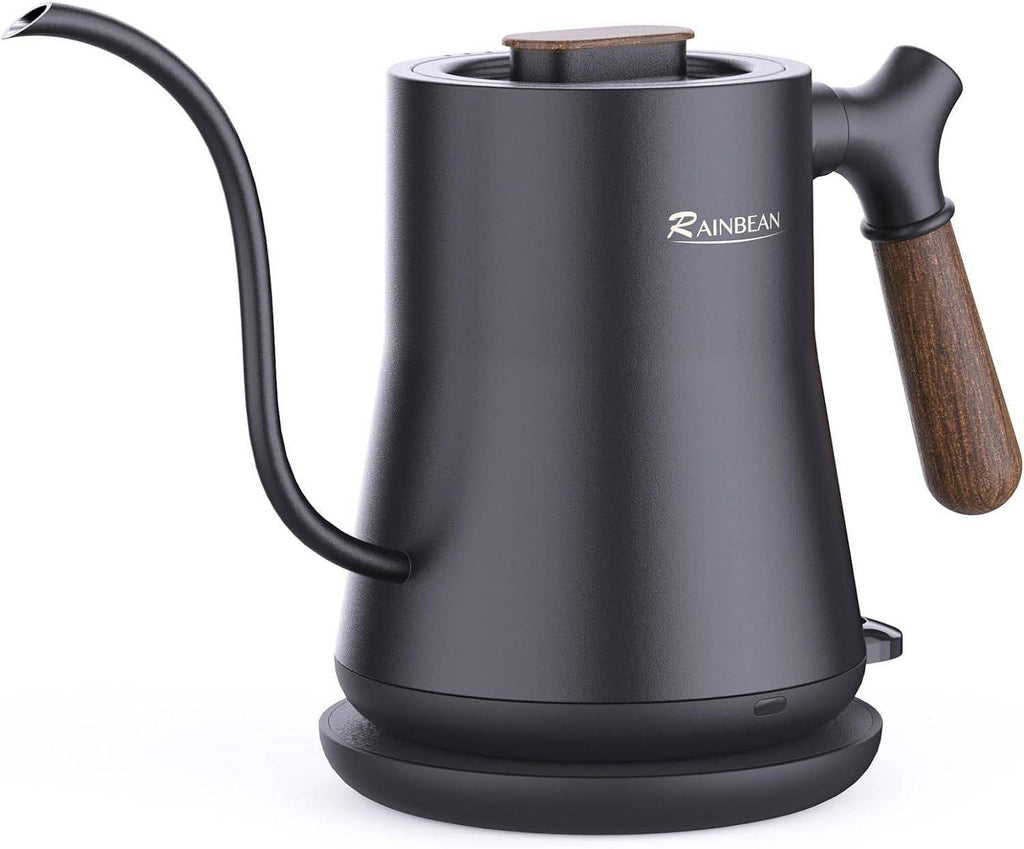 Gooseneck Electric Kettle for Pour Over Coffee with stainless steel body, leak-proof design, and auto shutoff feature. Ideal for precise brewing control.