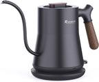 Gooseneck Electric Kettle for Pour Over Coffee with stainless steel body, leak-proof design, and auto shutoff feature. Ideal for precise brewing control.