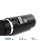 Portable espresso coffee machine with automatic capsule operation, sleek black design, and compact size. Ideal for home, office, or travel use.