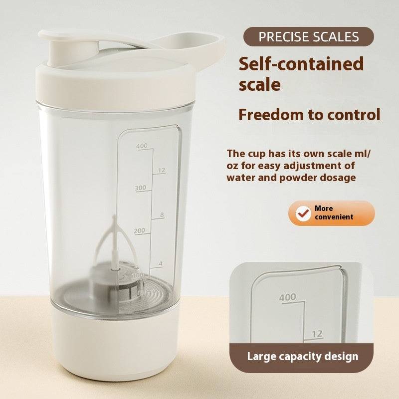 400ML electric protein powder mixing cup with self-contained scale for precise measurement. Features a 1200mAh battery for effortless blending.