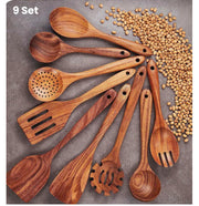 Teak Natural Thai Wood Tableware Spoon Ladle Turner Kitchen Tool Set