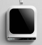 5V mini cup warmer USB coffee heater in black and white with touch controls. Ideal for keeping beverages warm at home or office.