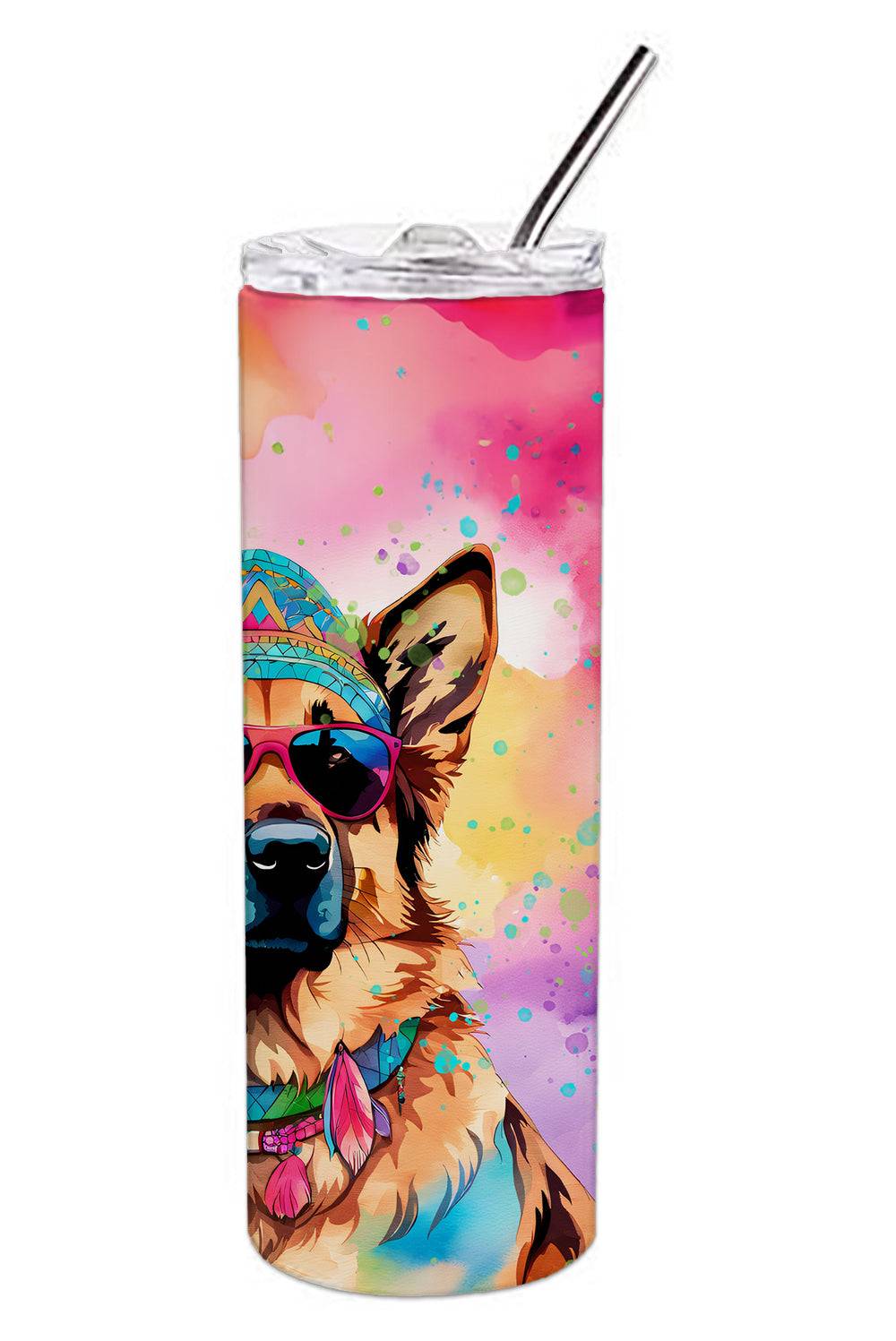 German Shepherd Hippie Dawg Stainless Steel Skinny Tumbler