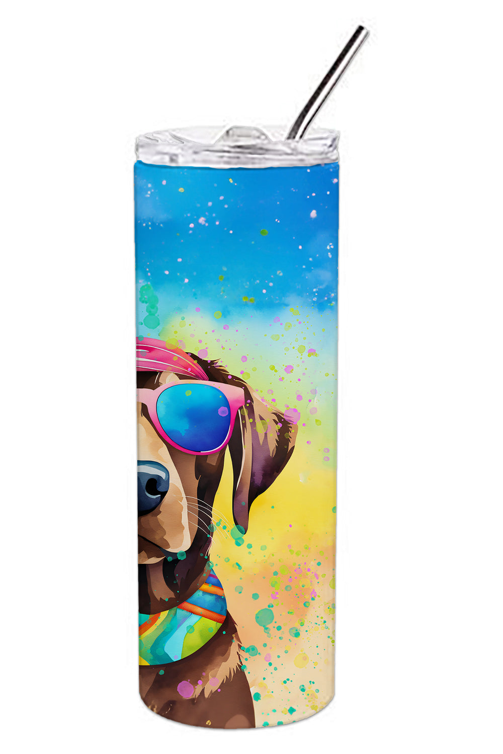 Chocolate Labrador Hippie Dawg Stainless Steel Skinny Tumbler