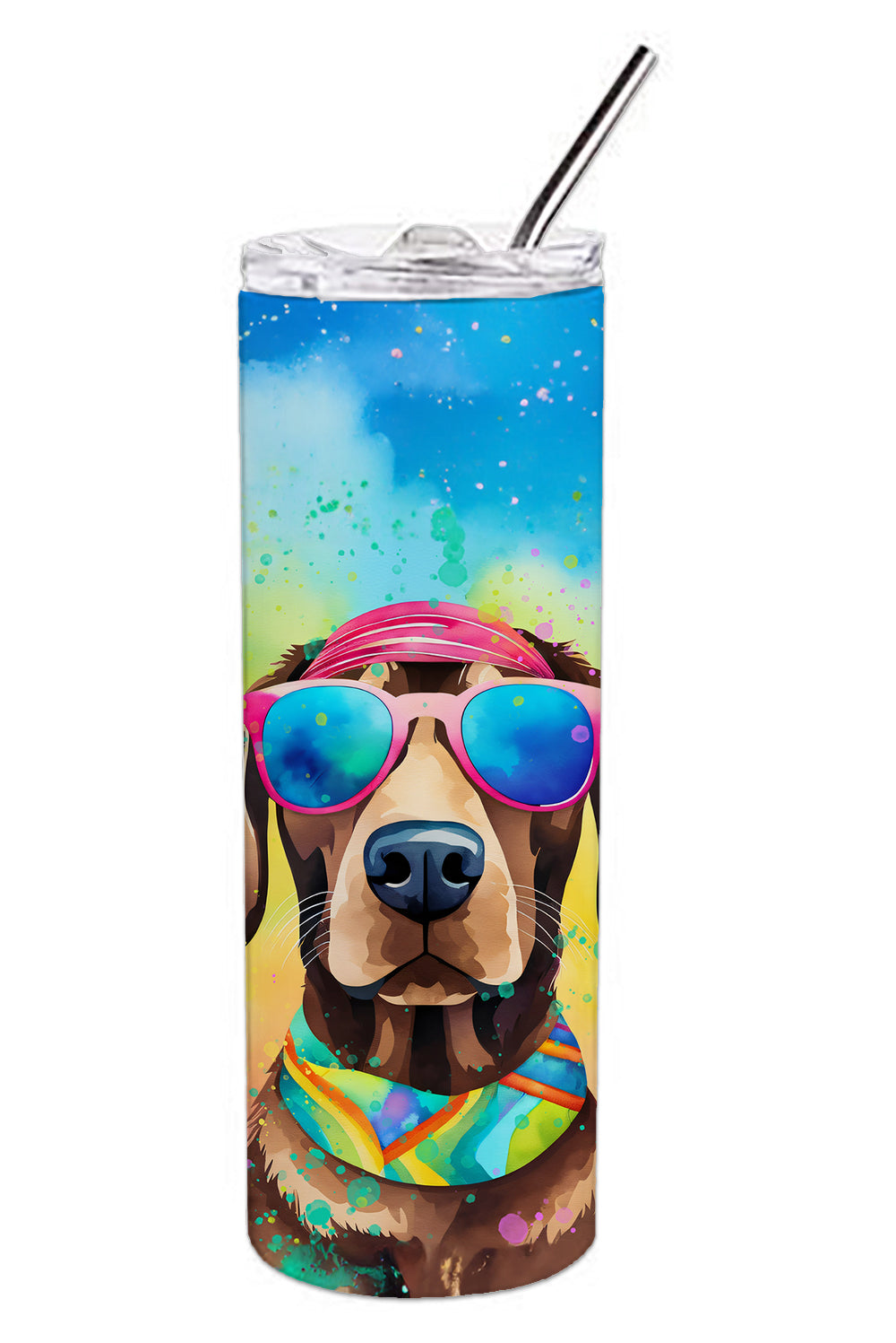 Chocolate Labrador Hippie Dawg Stainless Steel Skinny Tumbler