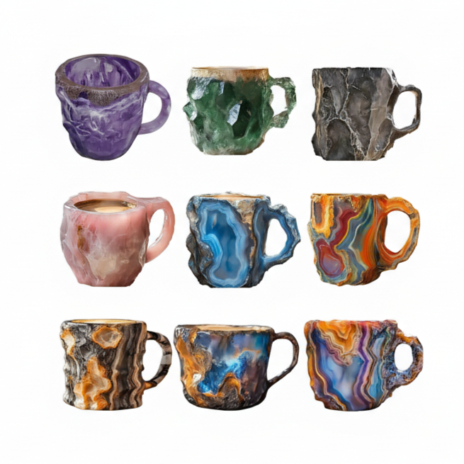 Crystal Coffee Mug – 14oz (Mineral-Inspired Resin Design)
