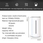 TIMEMORE French press coffee press in black and white with high-density stainless steel mesh and heat-resistant glass, 450ml, fingerprint-resistant design.