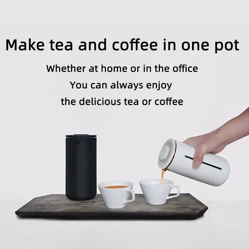 TIMEMORE French press coffee press in black and white with high-density stainless steel mesh and heat-resistant glass, 450ml, fingerprint-resistant design.