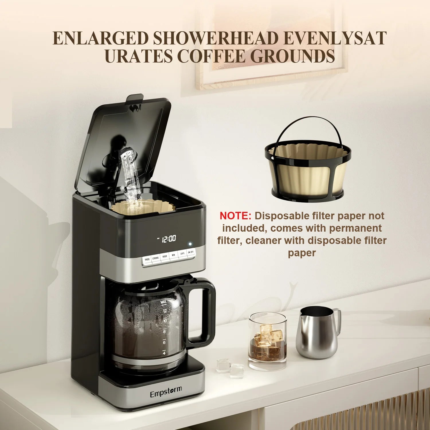 1.8L 12 Cup Drip Coffee Maker ETL