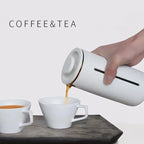 TIMEMORE French press coffee press in black and white with high-density stainless steel mesh and heat-resistant glass, 450ml, fingerprint-resistant design.