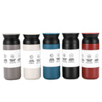 Japanese Element Cup Vacuum Thermos – 304 Stainless Steel Portable Tumbler with Flat Lid