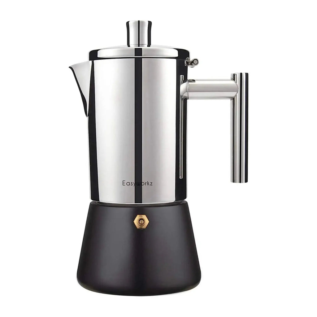 Stainless Steel Moka Pot – 4/6/10-Cup Stovetop Espresso Maker