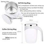 Automatic stirring cup with stainless steel interior and magnetic stirring mechanism. Portable, rechargeable, and ideal for home or travel use.