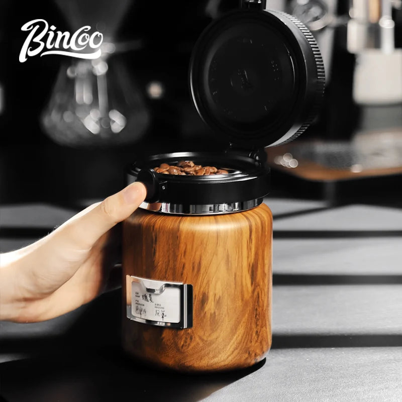 Bincoo 1000ml Airtight Coffee Canister - Vacuum Seal Stainless Steel Airscape Container for Coffee Beans | Kitchen Storage