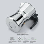 JUSTINLAU 150/300ML Octagonal Stainless Steel Moka Pot - Italian Style Espresso Maker for Home Brewing
