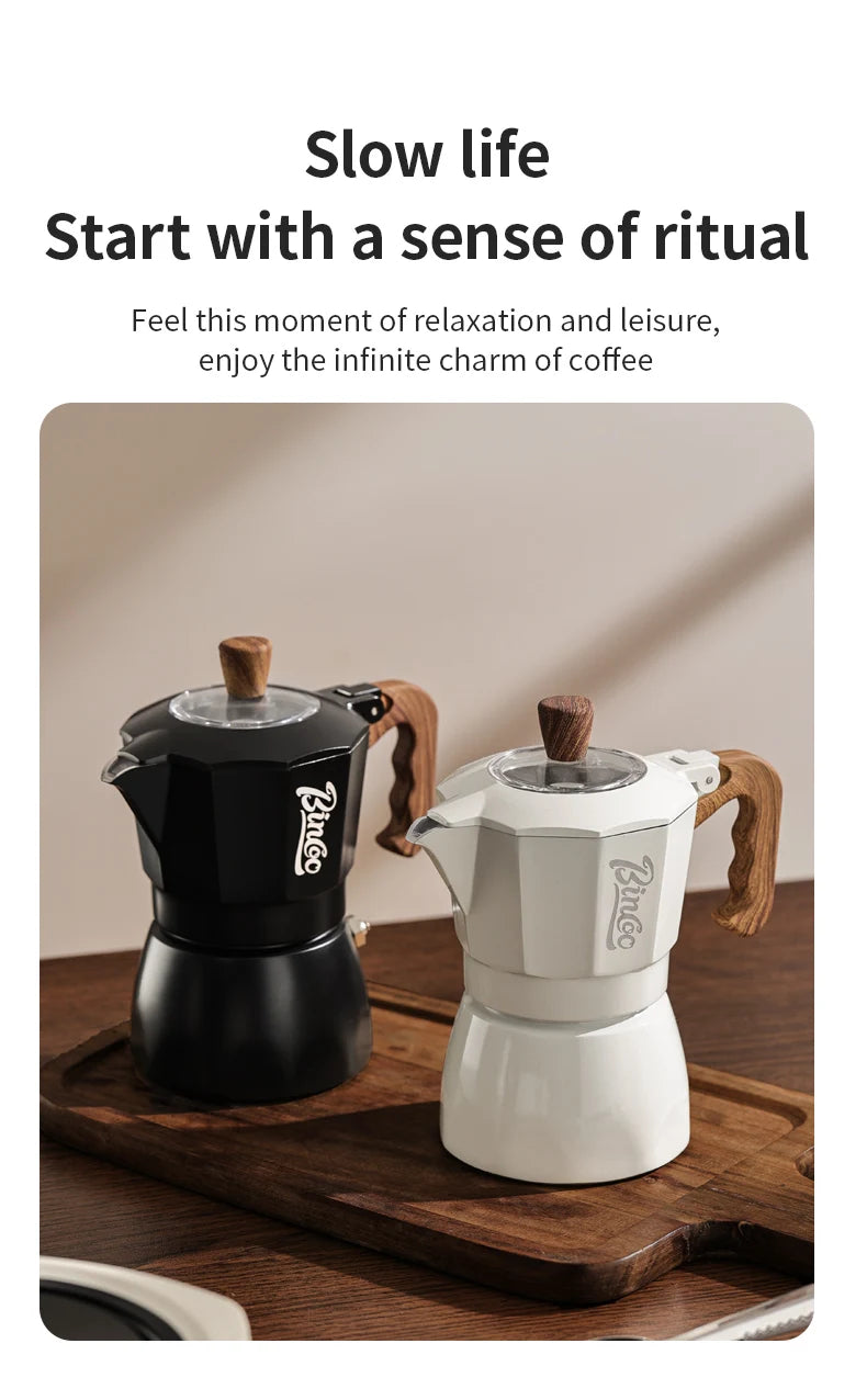 Dual Valve Moka Pot Set with Heater, Home Espresso Maker