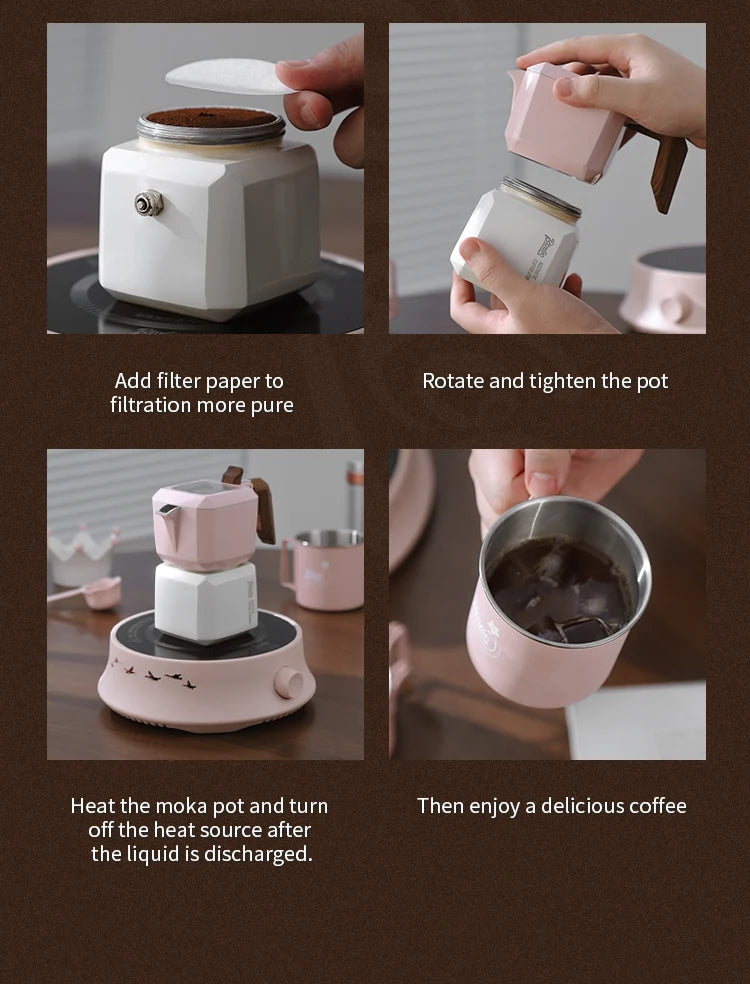 Double Valve Moka Pot Square Coffee Pot Espresso Pot Coffee Extraction Maker