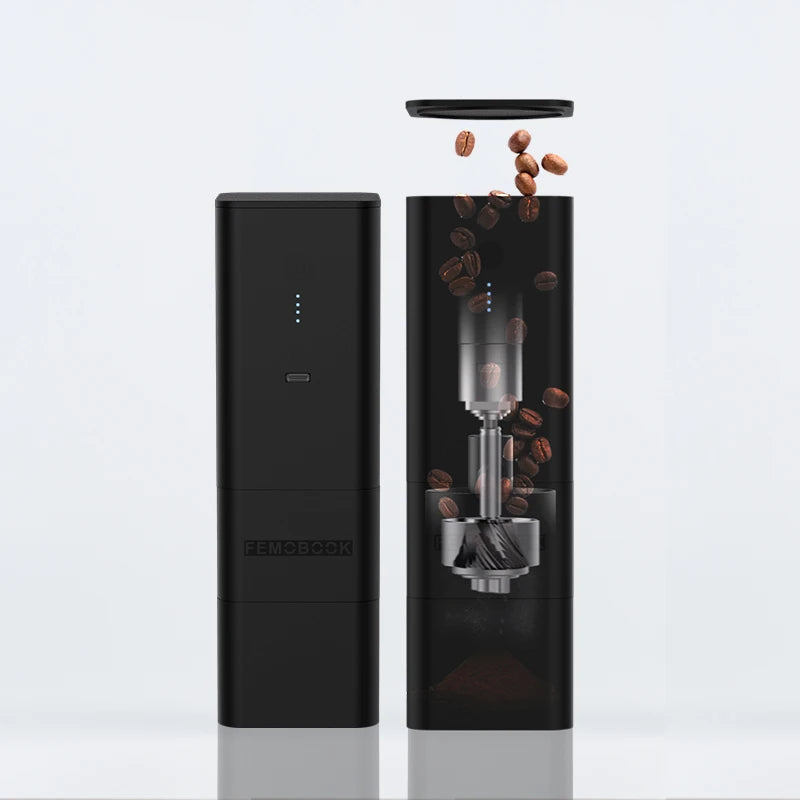 FEMOBOOK A2 Portable Rechargeable Electric Coffee Grinder | 4000mAh USB-C | 38mm 7 Core Burr