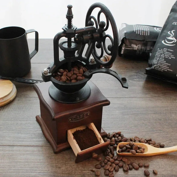 Vintage Style Manual Coffee Grinder Hand Cast Iron Retro Handmade