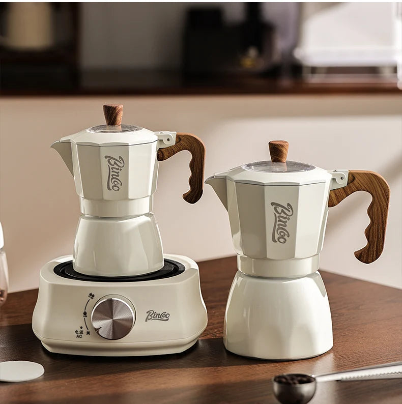 Dual Valve Moka Pot Set with Heater, Home Espresso Maker