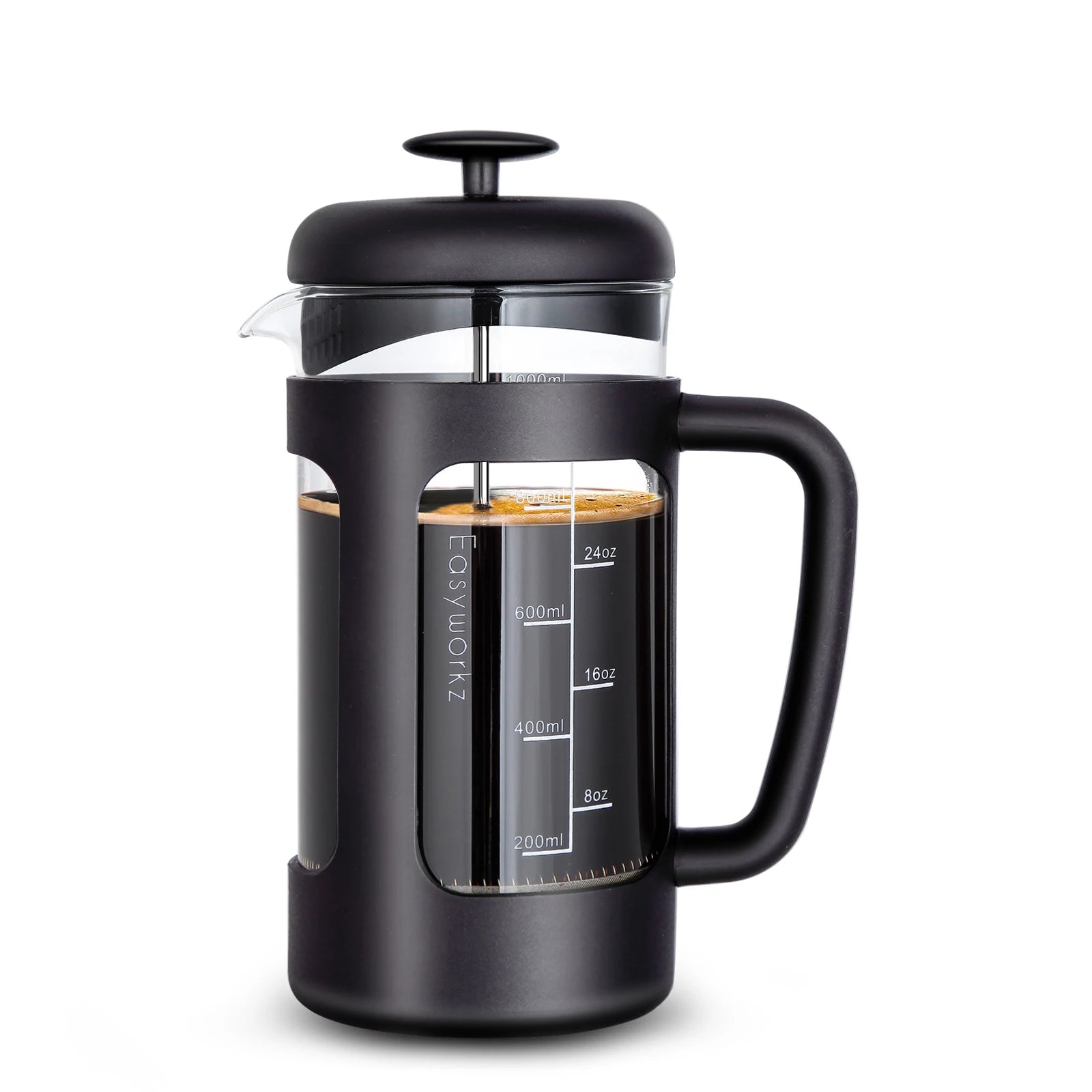 French Press  Coffee Tea Maker with Borosilicate Glass,Soft Grip Handle