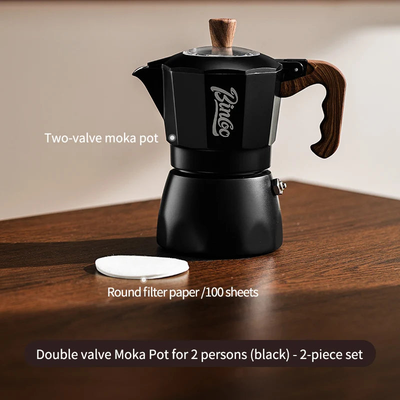 Dual Valve Moka Pot Set with Heater, Home Espresso Maker